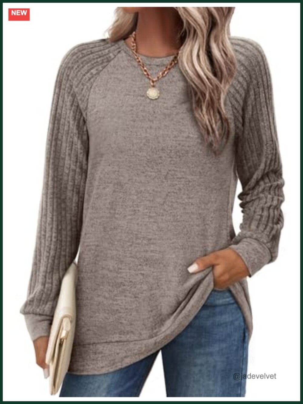 Tunic Sweatshirt Women Crewneck Lightweight Raglan Long Sleeve Top Fall Fashion